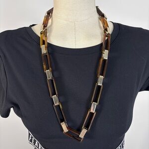 Vintage Two-Tone Faux Link Statement Necklace